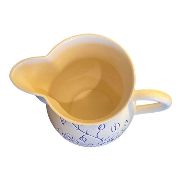 Vintage California USA D914 Pottery Blue Floral Pitcher - Picture 2 of 7